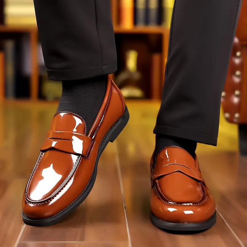 Clarence Glossy Men Durable Leather Loafers