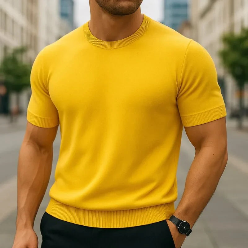 Auro Men Ribbed Cashmere T-shirt
