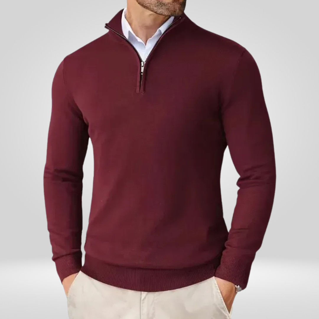 Men’s Quarter-Zip Sweater – Slim Fit Sport Pullover with Mock Neck