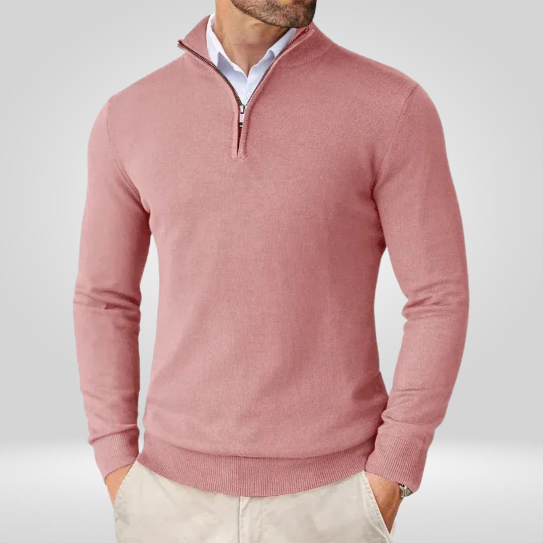 Men’s Quarter-Zip Sweater – Slim Fit Sport Pullover with Mock Neck
