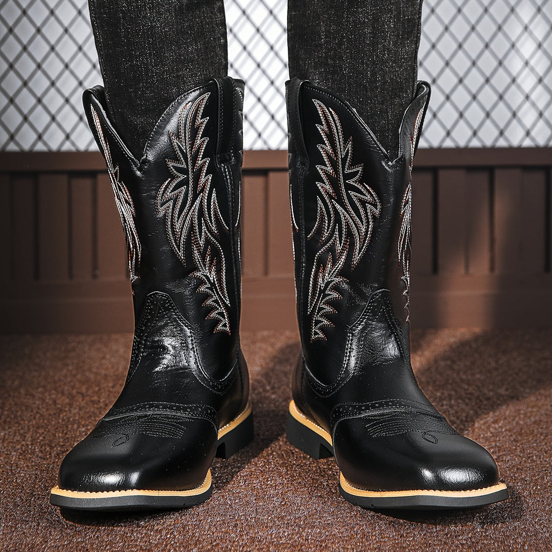 Premium Leather Roper Boots – Men’s Classic Western Cowboy Boots with Durable Sole