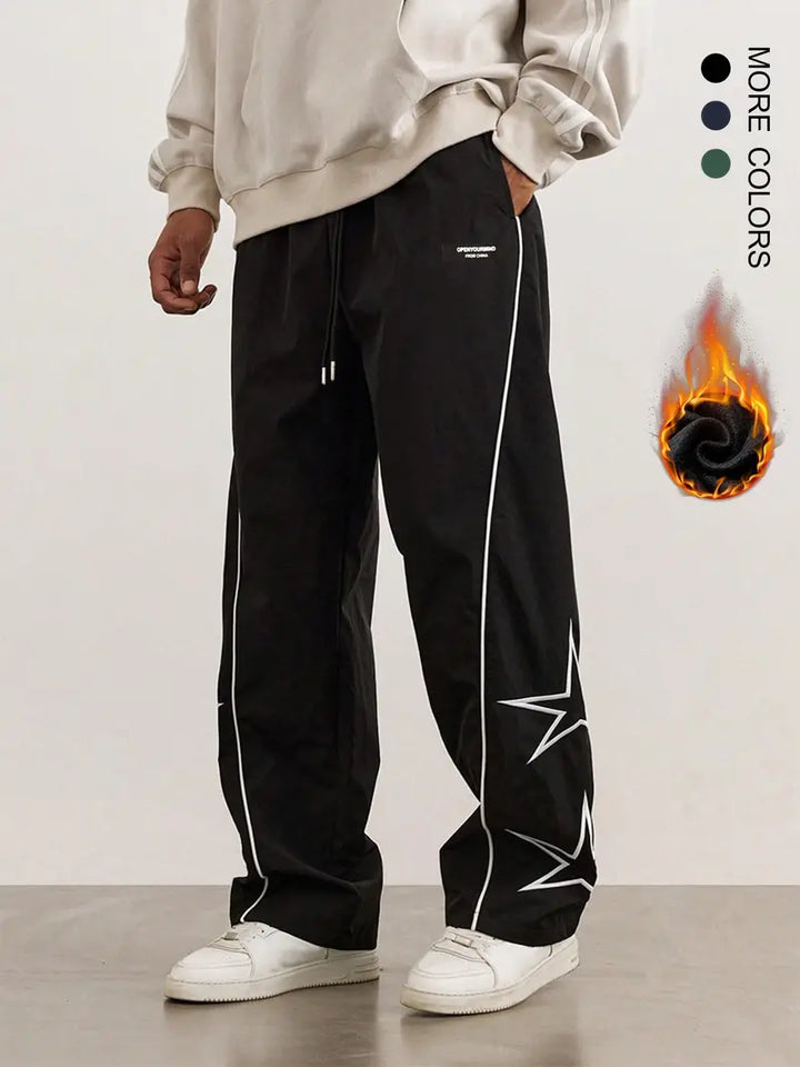 Men’s Casual Jogger Pants Loose Fit Streetwear Track Pants with Star Design