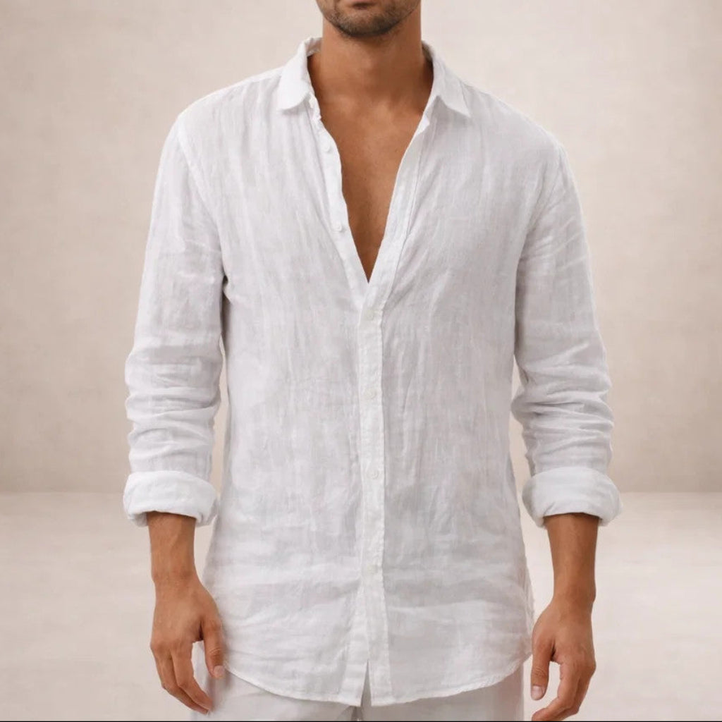 Men’s Linen Shirt | Regular Fit Breathable Long Sleeve Shirt