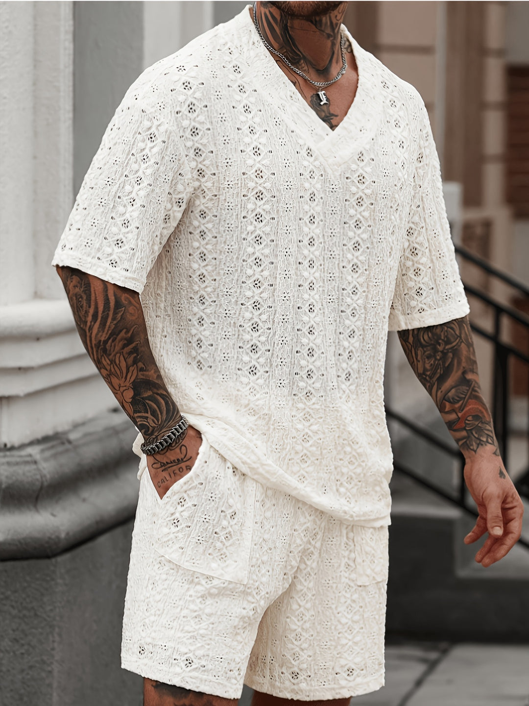 Men’s Resort Shirt and Shorts Set Relaxed Fit Two Piece Summer Outfit