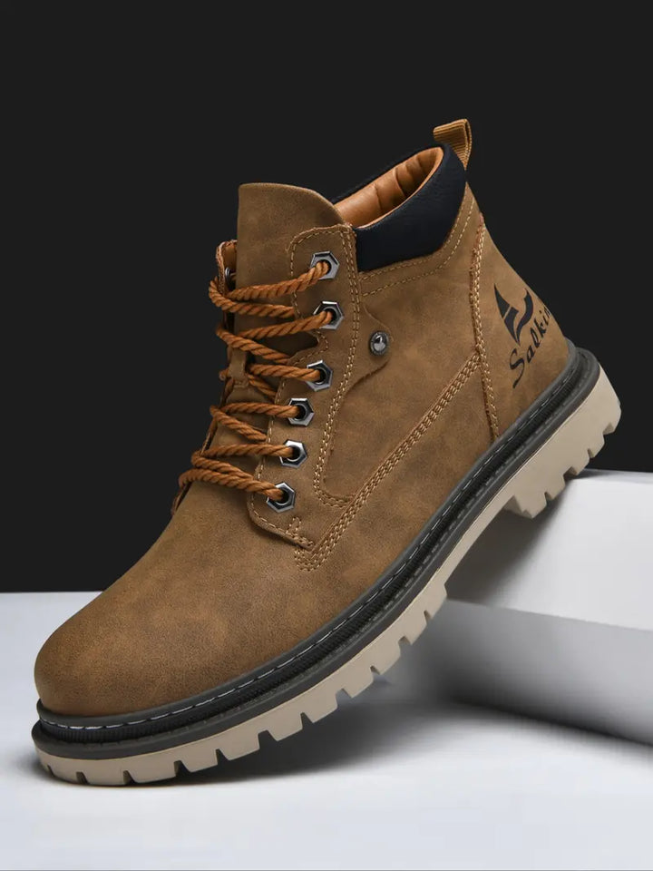 Men’s Lace Up Work Boots Casual Outdoor Ankle Shoes Comfortable Grip