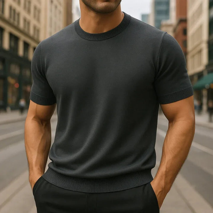 Auro Men Ribbed Cashmere T-shirt