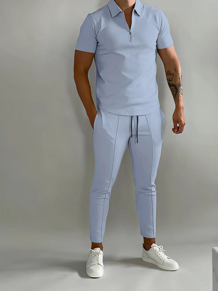 Men’s Polo Shirt and Jogger Pants Set Casual Two Piece Outfit