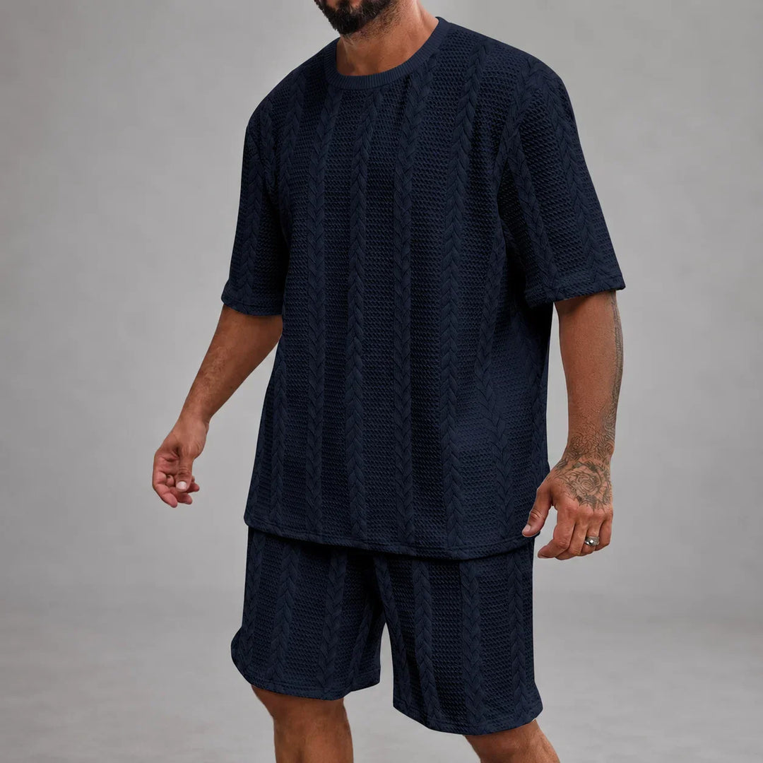 Men’s Casual Short Sleeve Shirt and Shorts Set Relaxed Fit Lounge Outfit