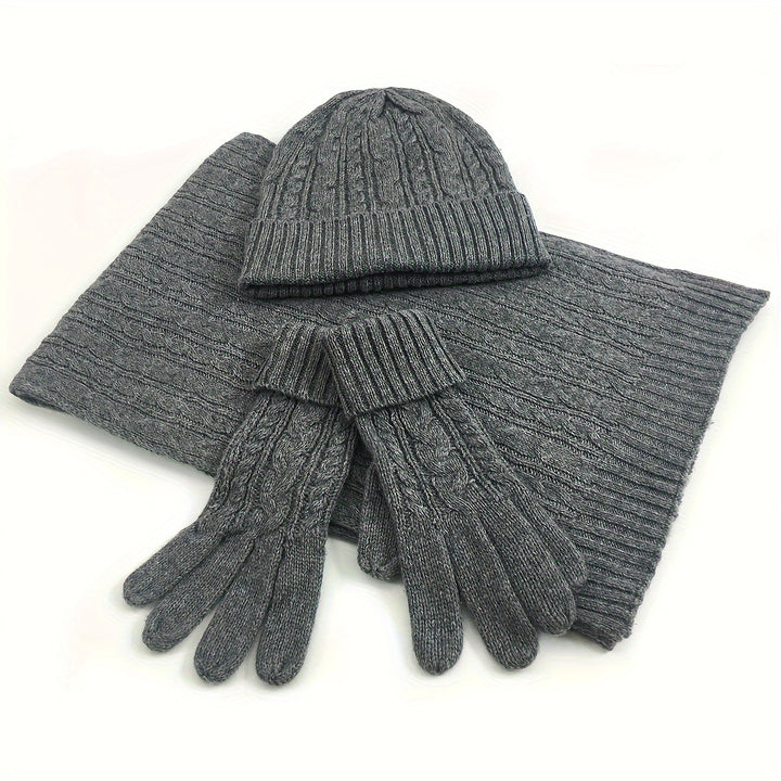 Wool Three-Piece Winter Accessories Set – Hat, Gloves &amp; Scarf