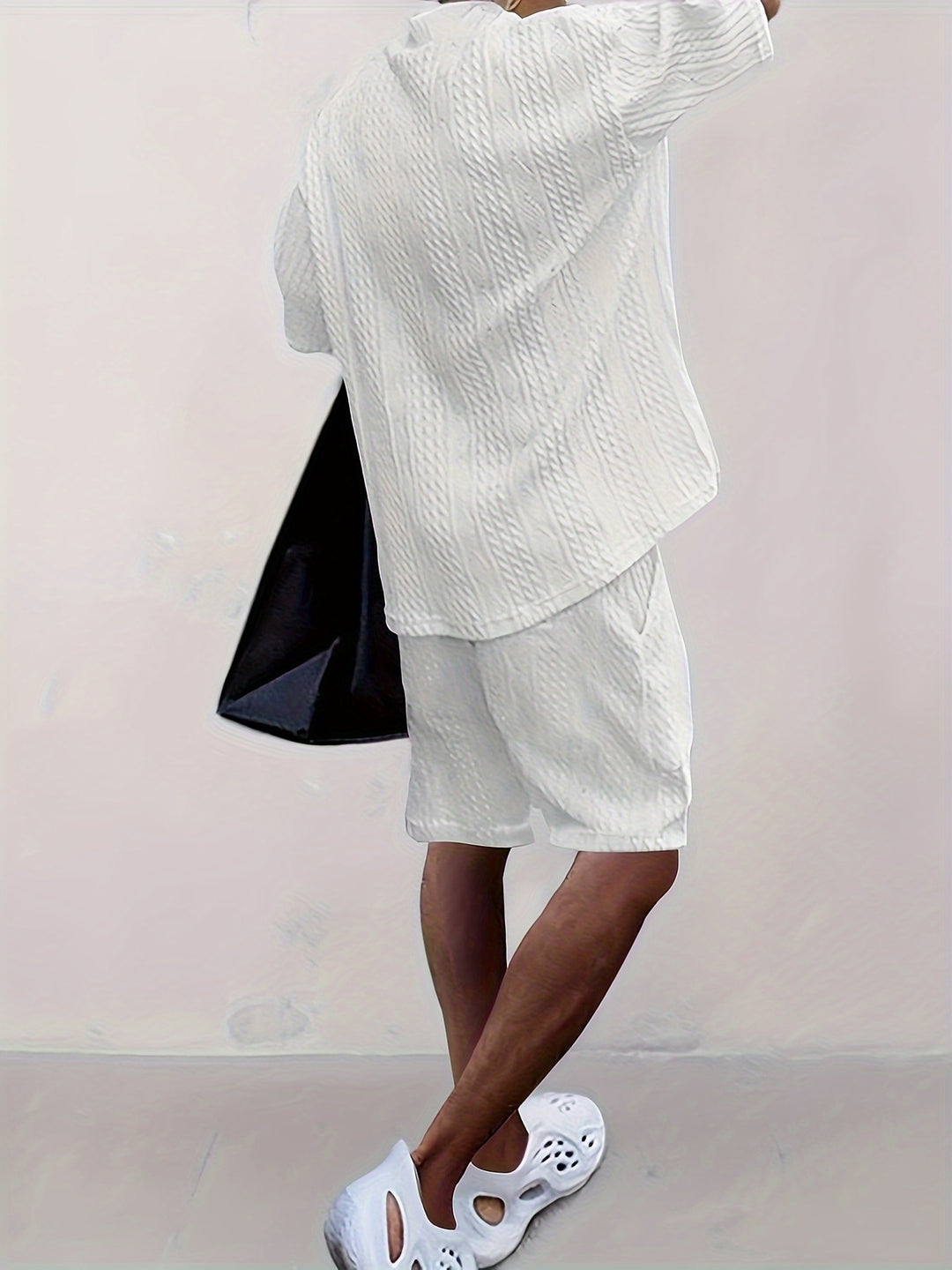 Men’s V Neck Shirt and Shorts Set Casual Two Piece Summer Outfit