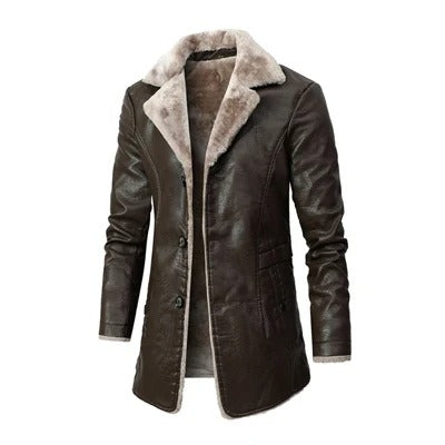Men’s Long Winter Coat with Sherpa Lining – Warm Insulated Outerwear