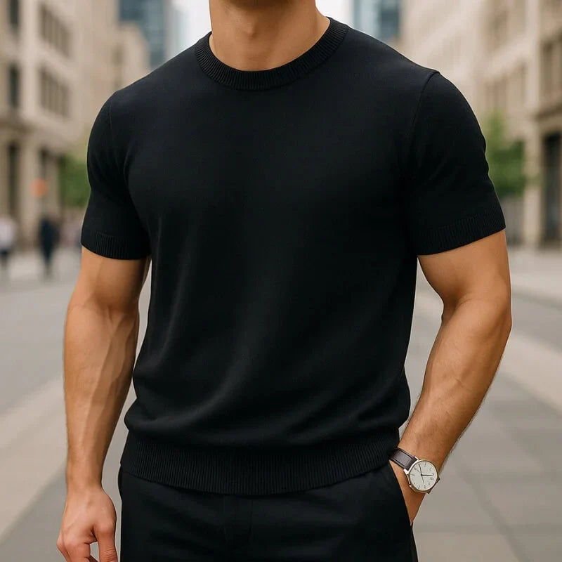 Auro Men Ribbed Cashmere T-shirt
