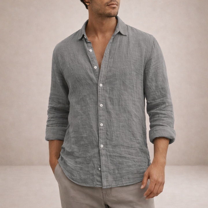 Men’s Linen Shirt | Regular Fit Breathable Long Sleeve Shirt
