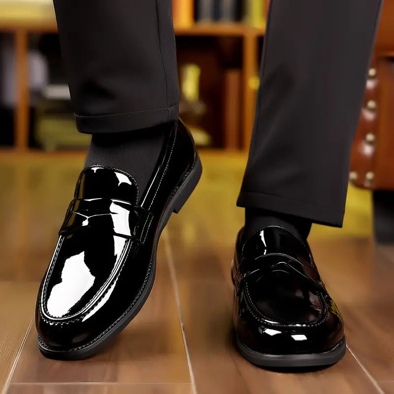 Clarence Glossy Men Durable Leather Loafers