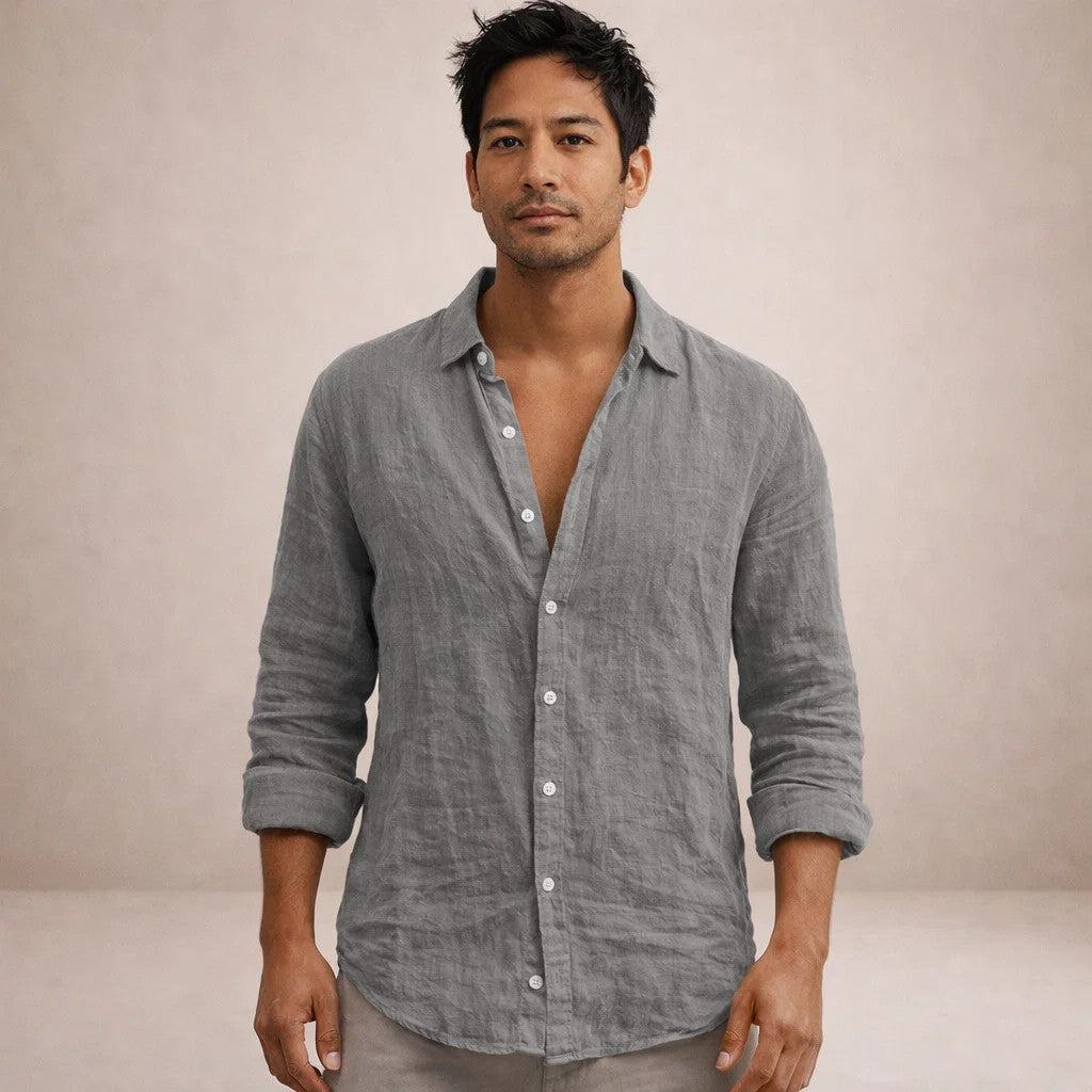 Men’s Linen Shirt | Regular Fit Breathable Long Sleeve Shirt