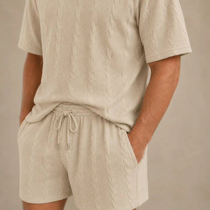 Men’s Casual Short Sleeve Shirt and Shorts Set Relaxed Fit Lounge Outfit
