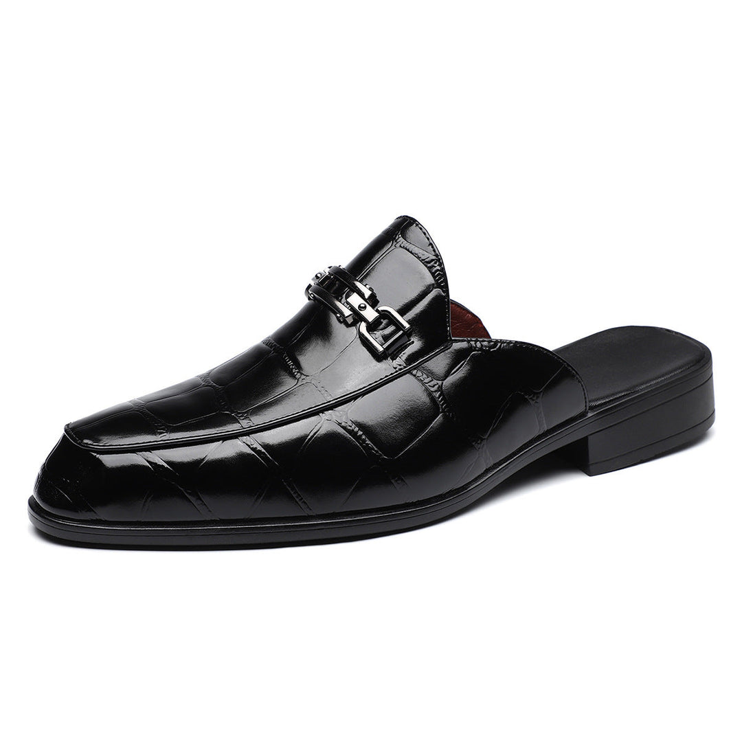 Victor Grey Croc Slip-On Shoes – Men’s Casual Backless Loafers