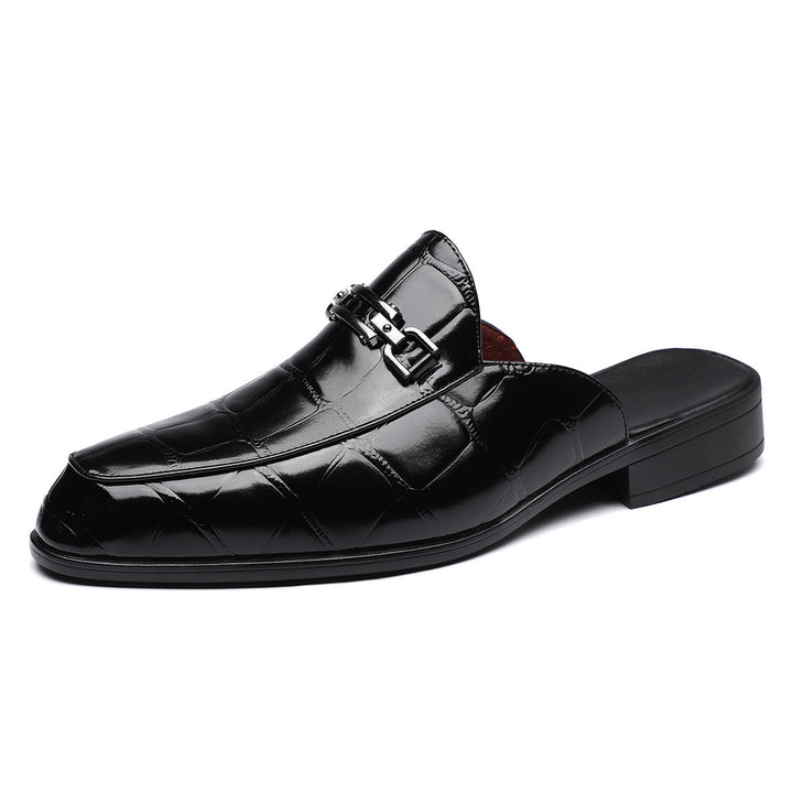 Victor Grey Croc Slip-On Shoes – Men’s Casual Backless Loafers
