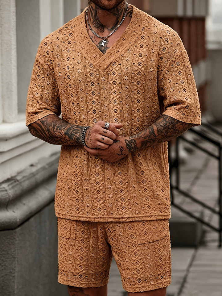 Men’s Resort Shirt and Shorts Set Relaxed Fit Two Piece Summer Outfit