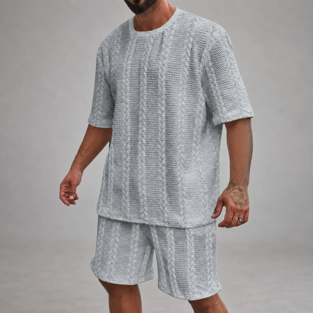 Men’s Casual Short Sleeve Shirt and Shorts Set Relaxed Fit Lounge Outfit