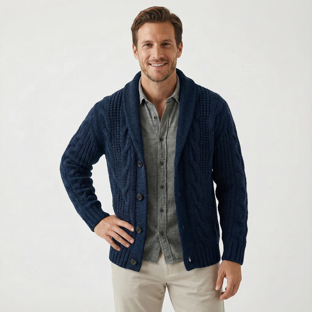 Men’s Shawl Collar Cardigan – Classic Warm Design