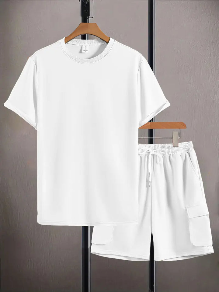 Men’s Casual Cargo Shorts Set Loose Fit Streetwear Outfit