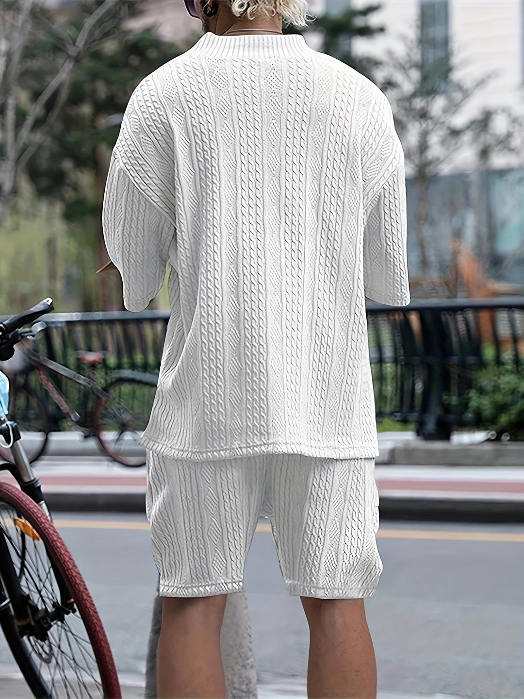 Men’s V Neck Shirt and Shorts Set Casual Two Piece Summer Outfit