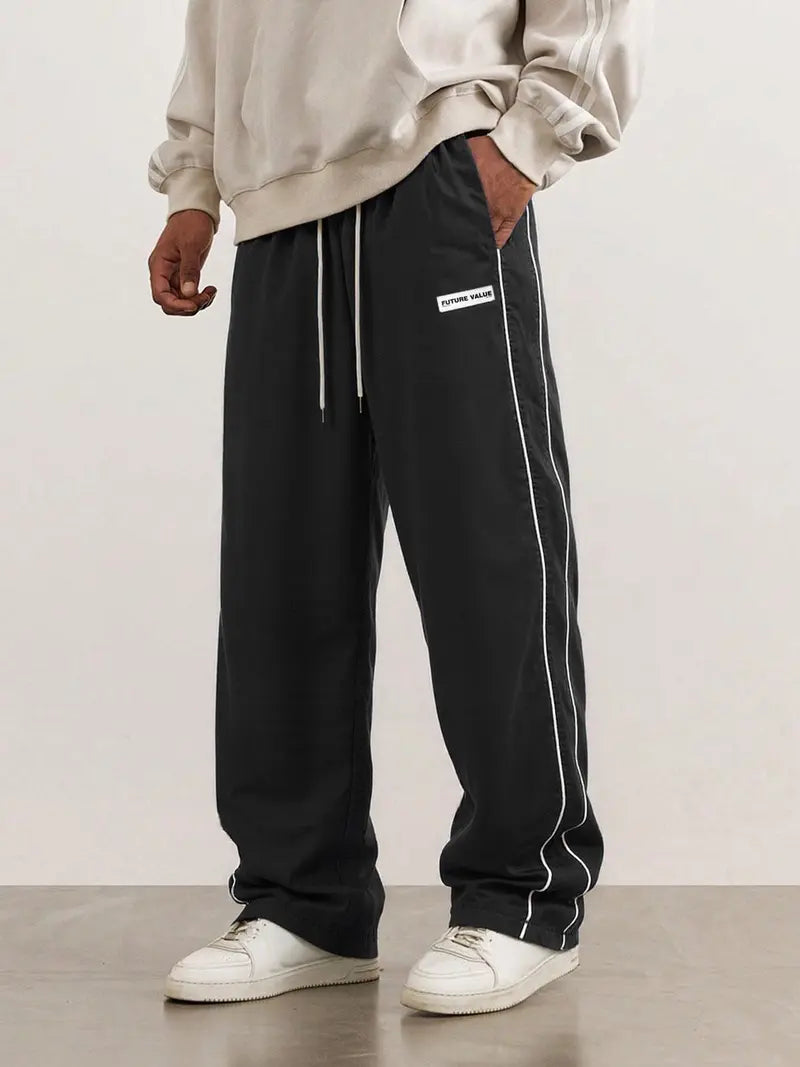 Men’s Casual Jogger Pants Loose Fit Streetwear Track Pants with Star Design