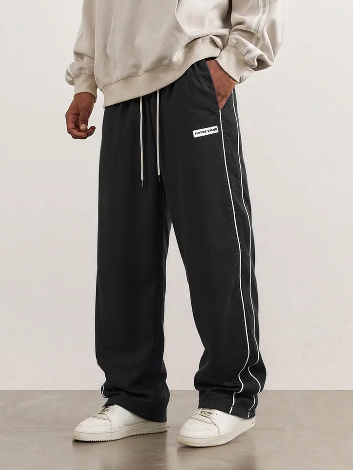 Men’s Casual Jogger Pants Loose Fit Streetwear Track Pants with Star Design