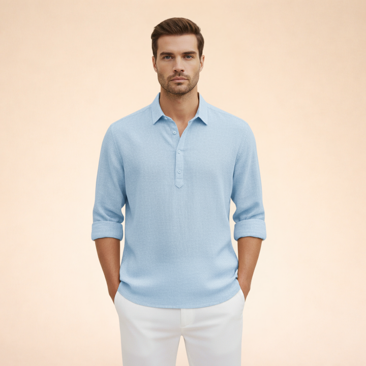 Men’s Long Sleeve Polo Shirt Casual Button Up Everyday Top
