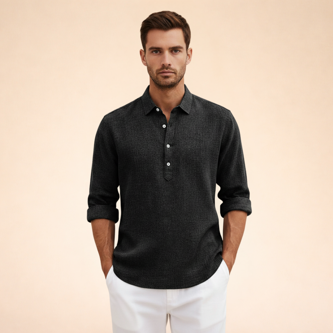 Men’s Long Sleeve Polo Shirt Casual Button Up Everyday Top