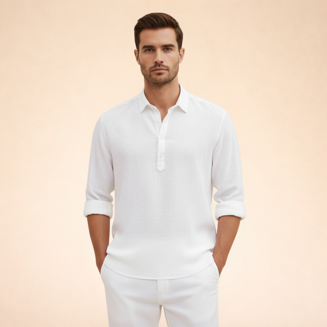 Men’s Long Sleeve Polo Shirt Casual Button Up Everyday Top