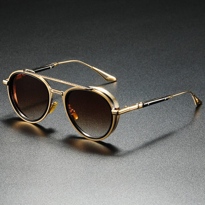 Round Double-Bridge Sunglasses – Classic Tortoiseshell Style