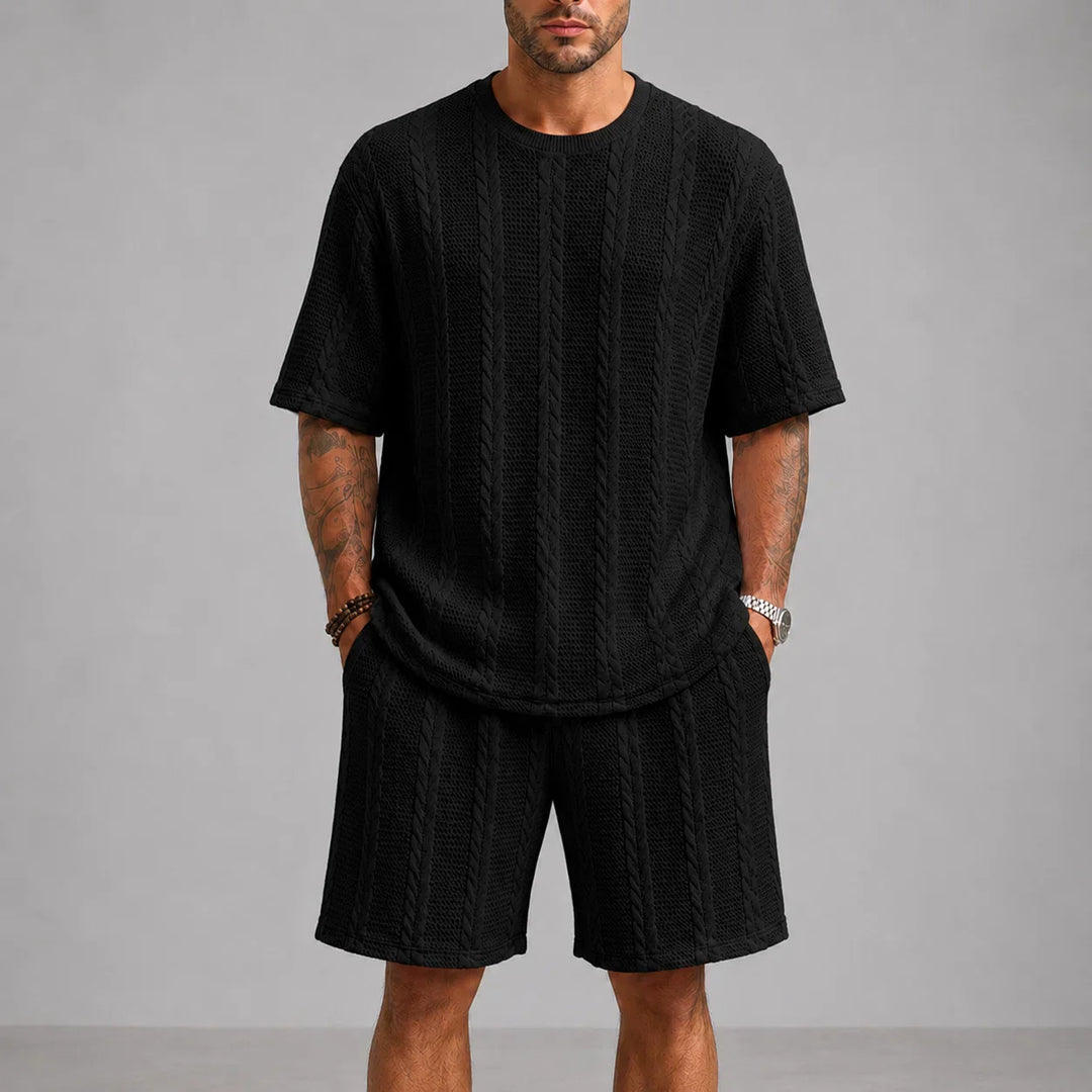 Men’s Casual Short Sleeve Shirt and Shorts Set Relaxed Fit Lounge Outfit