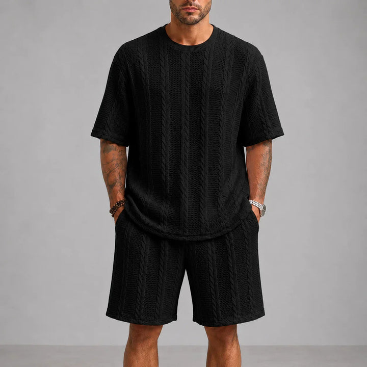 Men’s Casual Short Sleeve Shirt and Shorts Set Relaxed Fit Lounge Outfit