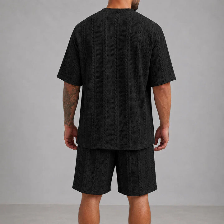 Men’s Casual Short Sleeve Shirt and Shorts Set Relaxed Fit Lounge Outfit