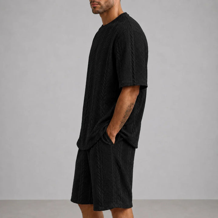 Men’s Casual Short Sleeve Shirt and Shorts Set Relaxed Fit Lounge Outfit