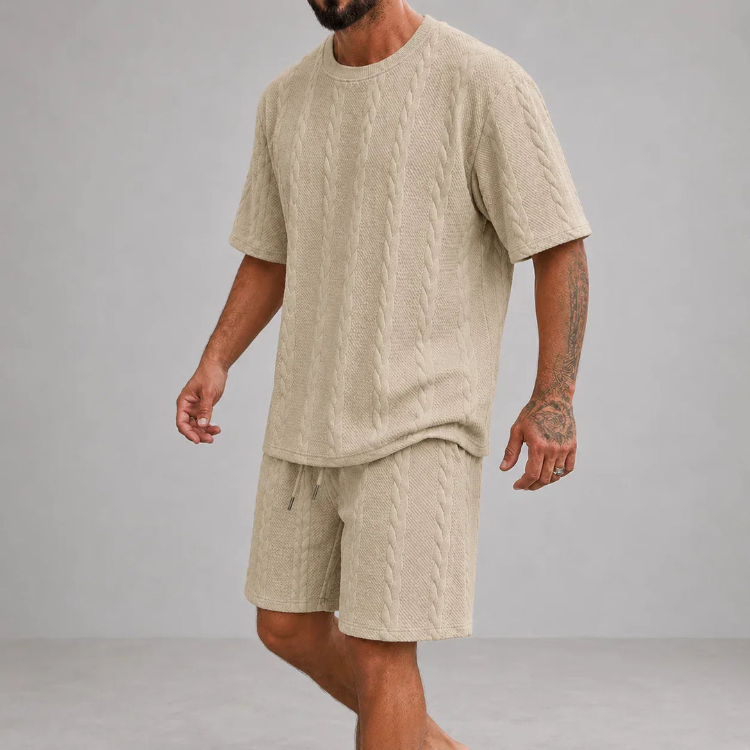 Men’s Casual Short Sleeve Shirt and Shorts Set Relaxed Fit Lounge Outfit