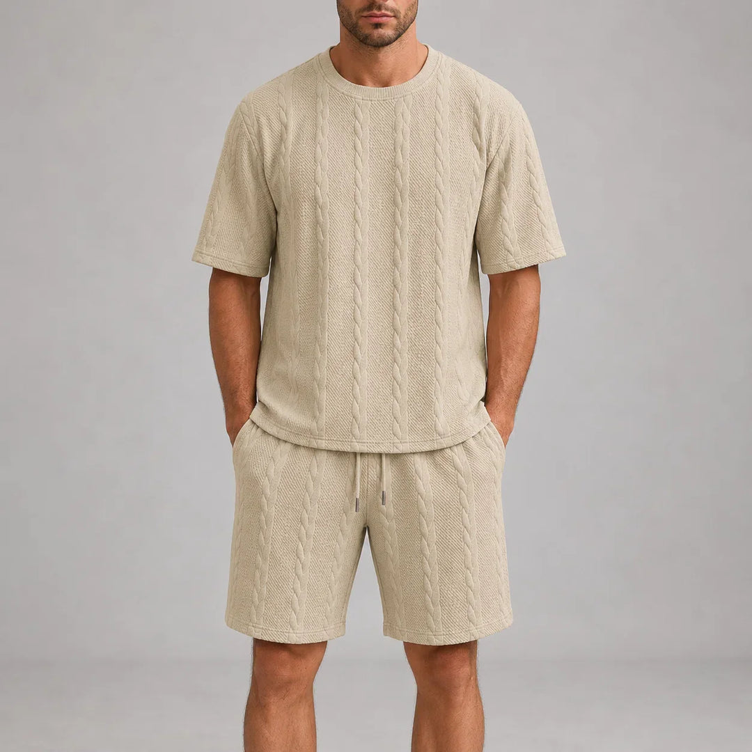 Men’s Casual Short Sleeve Shirt and Shorts Set Relaxed Fit Lounge Outfit