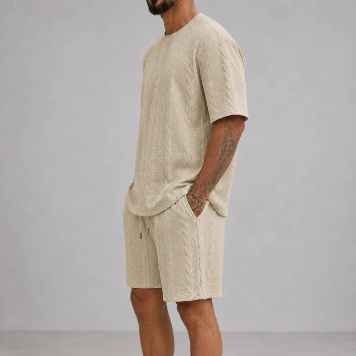 Men’s Casual Short Sleeve Shirt and Shorts Set Relaxed Fit Lounge Outfit