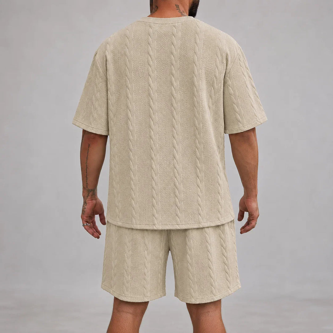 Men’s Casual Short Sleeve Shirt and Shorts Set Relaxed Fit Lounge Outfit