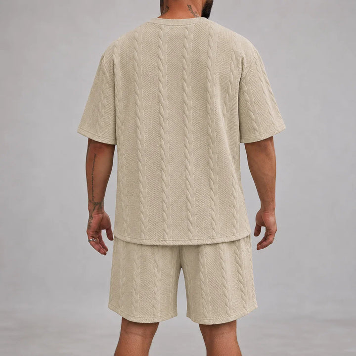 Men’s Casual Short Sleeve Shirt and Shorts Set Relaxed Fit Lounge Outfit