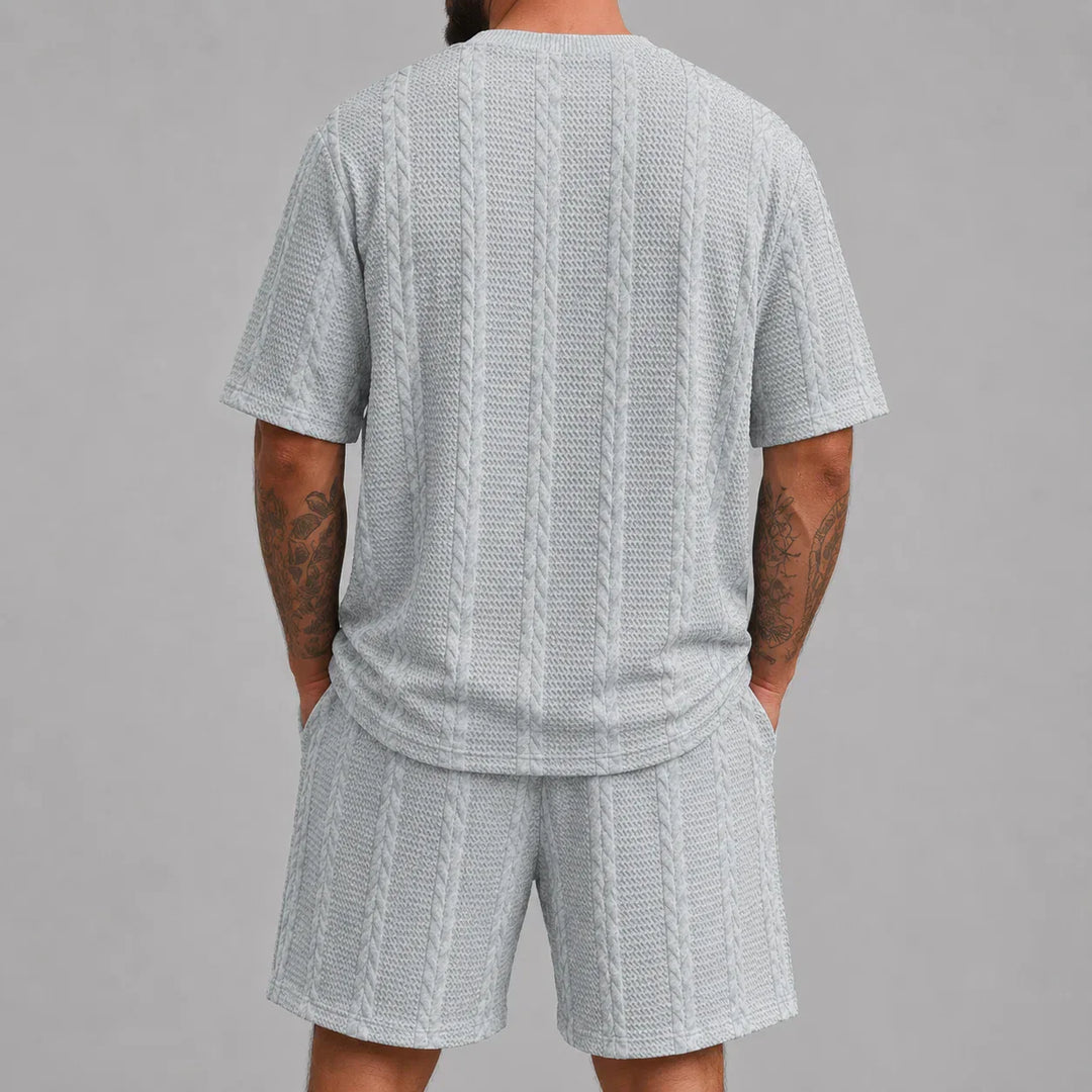 Men’s Casual Short Sleeve Shirt and Shorts Set Relaxed Fit Lounge Outfit