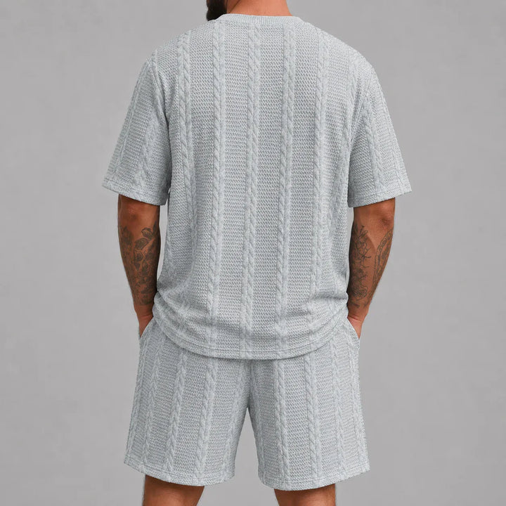 Men’s Casual Short Sleeve Shirt and Shorts Set Relaxed Fit Lounge Outfit
