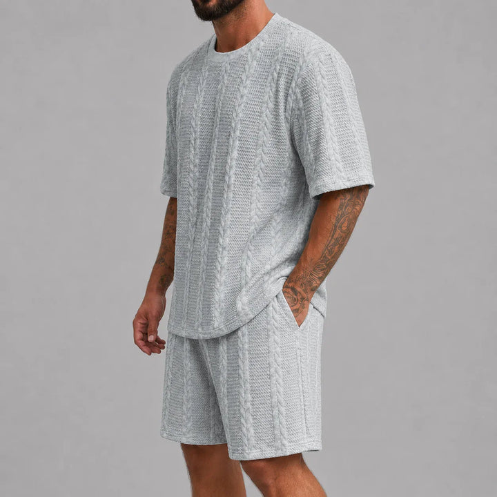 Men’s Casual Short Sleeve Shirt and Shorts Set Relaxed Fit Lounge Outfit
