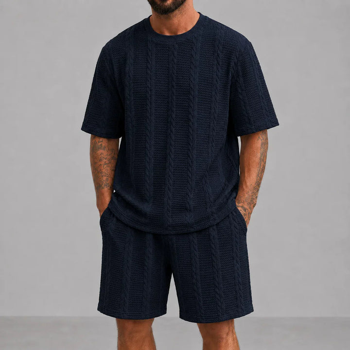 Men’s Casual Short Sleeve Shirt and Shorts Set Relaxed Fit Lounge Outfit