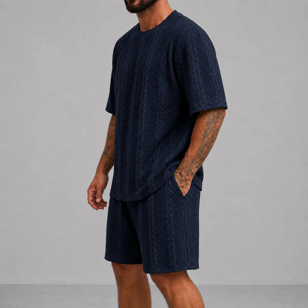 Men’s Casual Short Sleeve Shirt and Shorts Set Relaxed Fit Lounge Outfit
