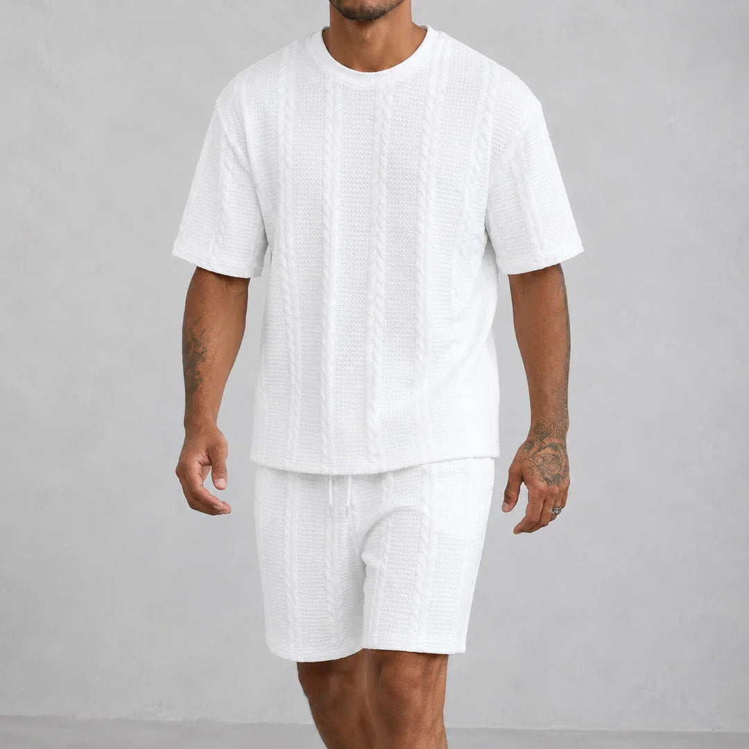 Men’s Casual Short Sleeve Shirt and Shorts Set Relaxed Fit Lounge Outfit