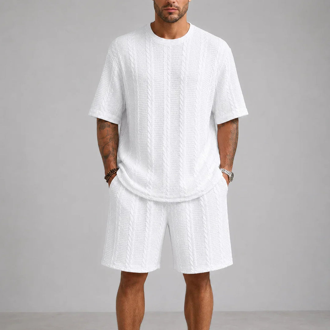 Men’s Casual Short Sleeve Shirt and Shorts Set Relaxed Fit Lounge Outfit