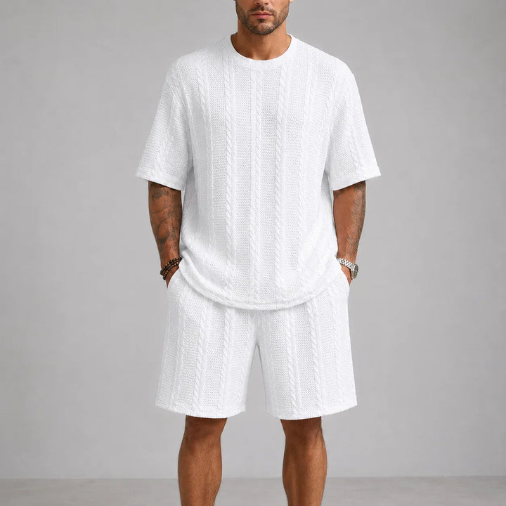 Men’s Casual Short Sleeve Shirt and Shorts Set Relaxed Fit Lounge Outfit